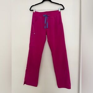 Figs Magenta Scrub Pants with Sky Blue Drawstring